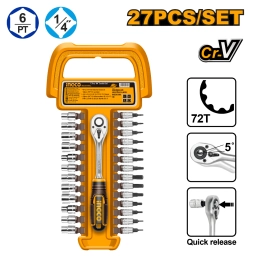 SET 27PCS CRIQUE + DADOS Y PUNTAS INGCO HKTS14271