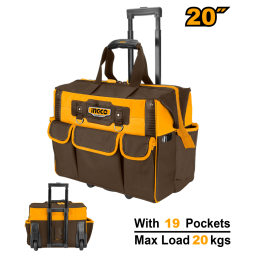 BOLSO VALIJA ROLLING RIGIDA 20" PORTA HERRAMIENTAS C 19 BOLSILLOS INGCO HRRTB2015