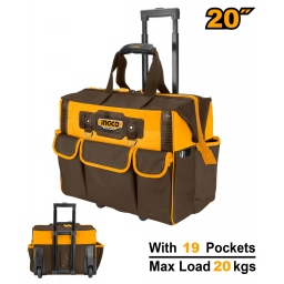 BOLSO VALIJA ROLLING RIGIDA 20" PORTA HERRAMIENTAS C 19 BOLSILLOS INGCO HRRTB2015