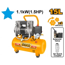COMPRESOR 15LT 1.5HP  LIBRE DE ACEITE BAJO RUIDO INGCO ACS111152