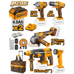 COMBO 5 HERRAMIENTAS A BATERIA  20V+VALIJA CON 2 BAT Y CARG CKLI2019
