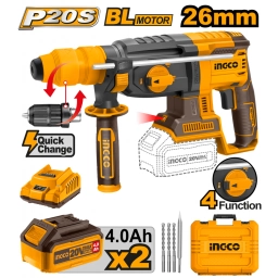 ROTOMARTILLO A BATERIA 20V P20S 26MM 4 FUNCIONES C ADAPTADOR MANDRI R�PIDO BRUSHLESS  C 2 BAT X 4AH + CARG + VALIJA CRHL