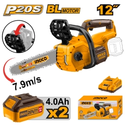 MOTOSIERRA A BATERIA 20V P20S 12 C 2 BAT 4AH Y CARGADOR INGCO CGSLI201286