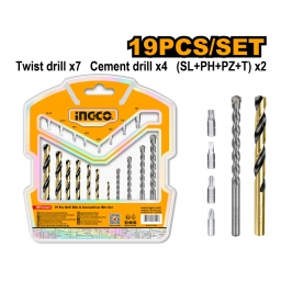 SET X 19 PCS MECHAS Y PUNTAS INGCO AKSDB1901