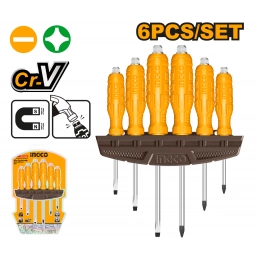 SET X 6 DESTORNILLADORES CRV IMANTADO PALETA/PHILLIPS INGCO HSGTDC180601