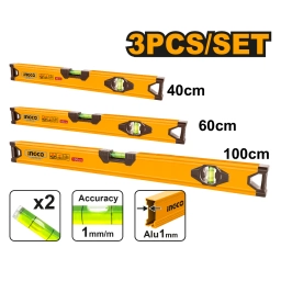SET X 3 NIVEL BURBUJA 40 60 100CM INGCO HSL10403
