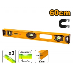 NIVEL BURBUJA 60CM ALUMINIO IMANTADO INGCO HSL28060