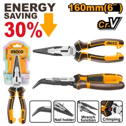 PINZA PUNTA DOBLADA 160MM 6" CR-V ENERY SAVING INGCO HHBNP28160