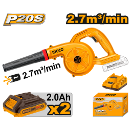 SOPLADORA A BATERIA 20V P20S 2.7 M3 X MIN C 2 BAT Y CARGADOR INGCO CABLI200282