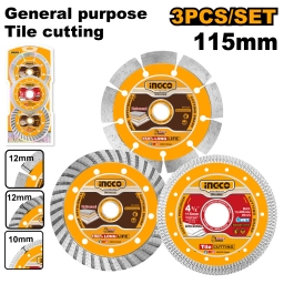 SET X 3 DISCOS 115MM 4 1/2 CERAMICA MULTIUSO INGCO DMD063115