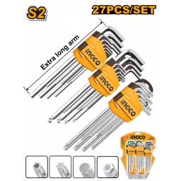 SET X 27 LLAVE ALLEN Y TROX EXTRA LARGA INGCO HHKSET0271