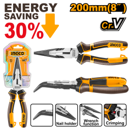 PINZA PUNTA DOBLADA 200MM 8" CR-V INGCO HHBNP28201