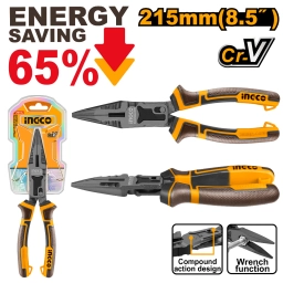PINZA PUNTA FINA DE ACCI�N COMPUESTA 215MM 8.5MM CR-V INGCO HCLNP58200 