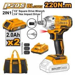 LLAVE DE IMPACTO/ATORNILLADOR DE IMPACTO 2 EN 1 A BATERIA 20 V P20S INGCO CIWLI20208