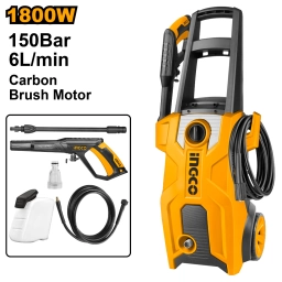 HIDROLAVADORA 150BAR 1800W MOTOR A CARBONES 6.0 L/MIN INGCO HPWR18008