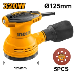 LIJADORA ROTO ORBITAL INDUSTRIAL 5" 320W  INGCO RS3208 + 5 LIJAS