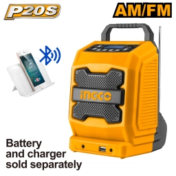 RADIO BLUETOOTH AMFM A BATERIA 20V INGCO CJRLI2001 LINEA P20S