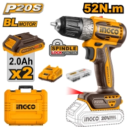 ATORNILLADOR 20V BATERIA 52NM P20S BRUSLESS MOTOR CON BAT X 2 CARGADOR VALIJA CDLI20453