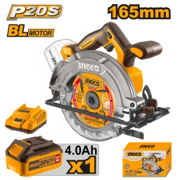 SIERRA CIRCULAR A BATERIA 20V BATERIA P20S 165MM BRUSHLESS MOTOR CON CARG X1 BAT X1 INGCO CSLI16521
