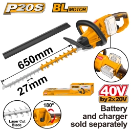 CORTA CERCO A BATERIA 650MM 40V BATERIA P20S INGCO BRUSHLESS MOTOR SIN BAT SIN CARG CHTLI40028 
