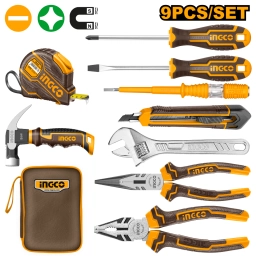 SET X 9 HERRAMIENTAS MANUALES C ESTUCHE INGCO HKTH20809