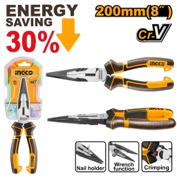 PINZA PUNTA FINA ENERGY SAVING 30% CR-V INGCO HHLNP28200