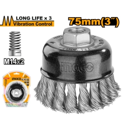CEPILLO TRENSADO 3" 75MM M14 LARGA VIDA INGCO WB20755