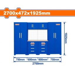 GABINETE MODULAR TALLER DE TRABAJO 2700X472X19258MM C 2 GABINETES Y MESA WADFOW WCS3A06
