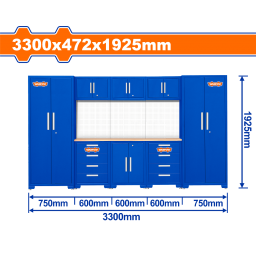 GABINETE MODULAR TALLER DE TRABAJO 3300X472X1925MM C 3 GABINETES Y MESA WADFOW WCS3A08