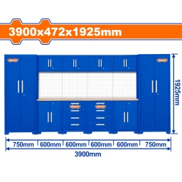 GABINETE MODULAR TALLER DE TRABAJO 3900X472X1925MM C 4 GABINETES Y MESA WADFOW WCS3A10