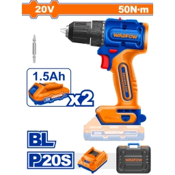 ATORNILLADOR 20V A BATERIA P20S 50NM BRUSHLESS CON 2X BAT CARG Y VALIJA WADFOW WCDP552