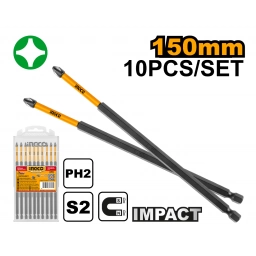 SET PUNTAS PH2 150MM LARGAS IMPACTO INGCO SDBIM11PH263
