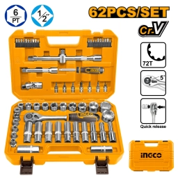 JUEGO DE DADOS Y PUNTAS 62PCS 12 - HKTS12602