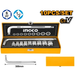 JUEGO DE DADOS 10PCS 12 CON MANGO DE FUERZA - HKTS12101