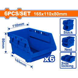 SET DE 6PCS CAJA GAVETA DE PLASTICO APILABLE 165X110X80MM - WTB8336 WADFOW