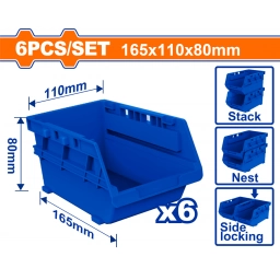SET DE 6PCS CAJA GAVETA DE PLASTICO APILABLE 165X110X80MM - WTB8336 WADFOW