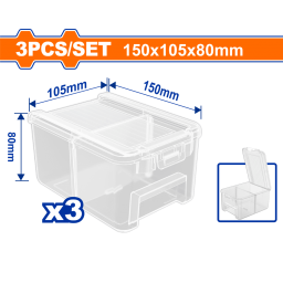 SET DE 3PCS CONTENEDOR PLASTICO TRANSPARENTE APILABLE 150X105X80MM - WTB8333 WADFOW