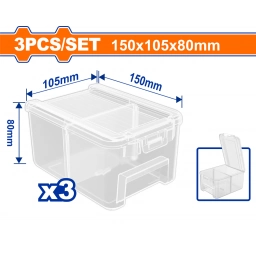 SET DE 3PCS CONTENEDOR PLASTICO TRANSPARENTE APILABLE 150X105X80MM - WTB8333 WADFOW