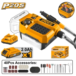 MINITORNO A BATERIA 20V P20S CEJE FLEXIBLE EN CAJA C1 BAT + 40 ACCESORIOS - CMGLI20011 INGCO