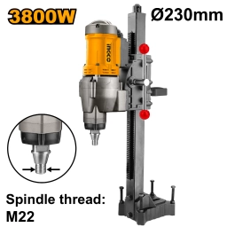 TALADRO VERTICAL CON MECHA DIAMANTADA 3800W PARA PERFORACION EN HUMEDO - DDM38001 INGCO