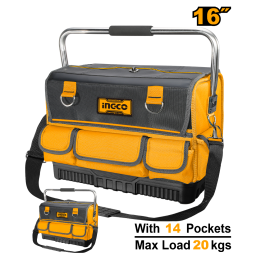 BOLSO DE HERRAMIENTAS CON BASE REFORZADA 16" CON 14 BOLSILLOS - 20KG - HTBGL05 INGCO