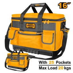 BOLSO DE HERRAMIENTAS CON BASE REFORZADA 16" CON 25 BOLSILLOS - 20KG - HTBG10 INGCO