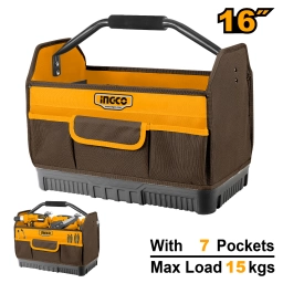 BOLSO DE HERRAMIENTAS CON BASE REFORZADA 16" CON 7 BOLSILLOS - 15KG - HTBGL04 INGCO