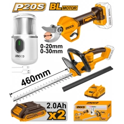 COMBO DE TIJERA DE PODA A BATERIA 20-30MM 20V P20S BRUSHLESS + CORTA CERCO A BATERIA 20V P20S + MOLINILLO DE CAF� EN CAJ