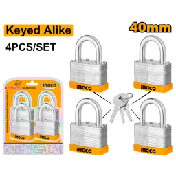 SET X 4 CANDADO INDUSTRIAL LLAVES IGUALES 40MM INGCO DLPK04004