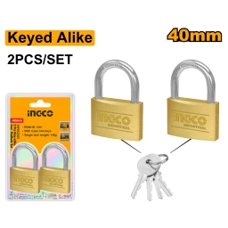 SET X 2 CANDADO BRONCE LLAVES IGUALES 40MM INGCO DBPLK2402