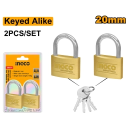 SET X 2 CANDADO BRONCE LLAVES INGUALES 20MM INGCO DBPLK2202