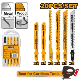 SET 20PCS HOJAS PARA SIERRA CALADORA EN BLISTER (MADERA, METAL Y ALUMINIO) JSBT2001 INGCO 