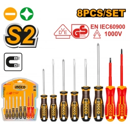 SET DE 8PCS DESTORNILLADORES COMUNES Y AISLADOS HKSDS0838 INGCO