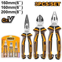 JUEGO 3 PINZAS 8" 6" 6" UNIVERSAL ALICATE PINZA PTA FINA INGCO INDUSTRIAL ING_HKPS28318